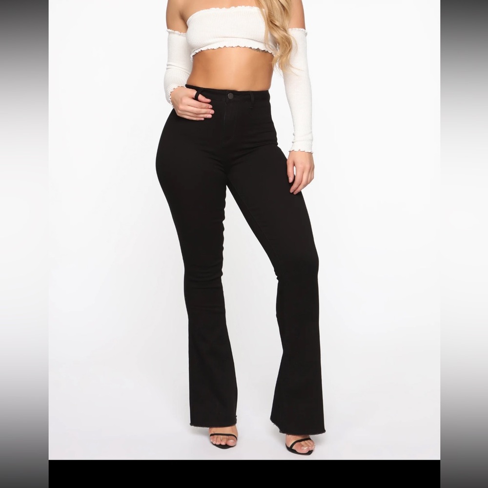 Fashion Nova Valentina High Rise Flare Jean - Black